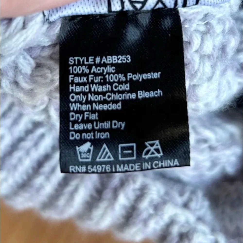 David & young beanie hat stocking faux fur cable knit cap